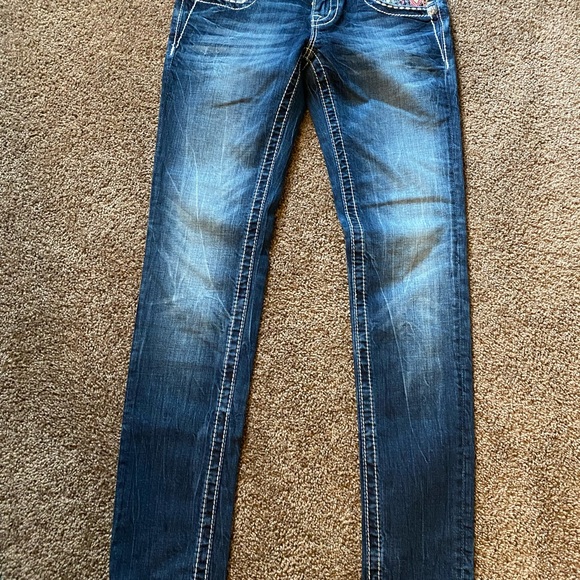 Miss Me Blue Jeans with Embroidery and Rhinestones - Picture 4 of 4